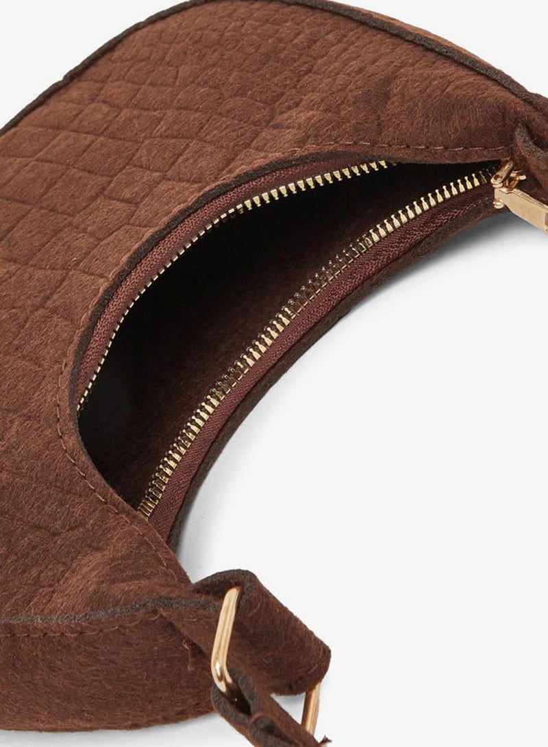 Styli Croc-Textured Hobo Bag with Zip Closure - Image 4