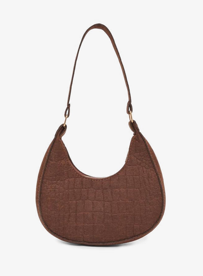 Styli Croc-Textured Hobo Bag with Zip Closure - Image 2