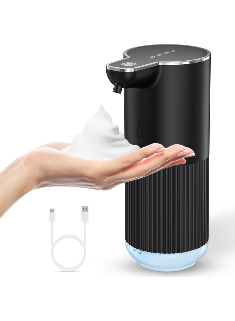 SYOSI Automatic Foaming Soap Dispenser, Touchless Foam Hand and Dish Soap Dispenser with 4 Level Adjustable Foam, Wall Mounted Rechargeable for Bathroom Kitchen and Office, 350ml Black - Image 1