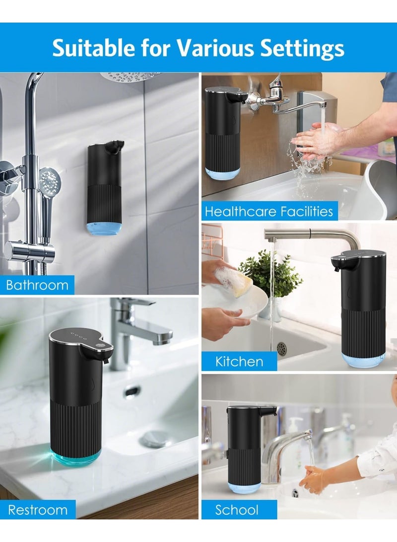 SYOSI Automatic Foaming Soap Dispenser, Touchless Foam Hand and Dish Soap Dispenser with 4 Level Adjustable Foam, Wall Mounted Rechargeable for Bathroom Kitchen and Office, 350ml Black - Image 2