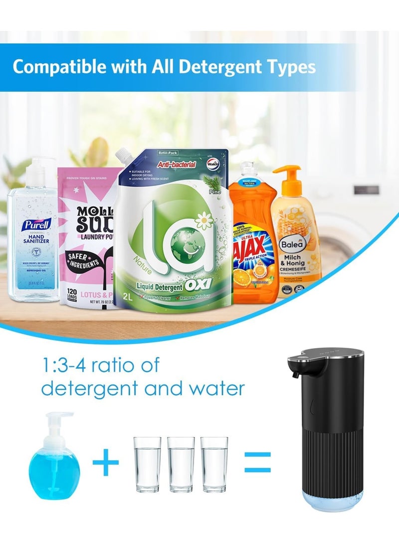 SYOSI Automatic Foaming Soap Dispenser, Touchless Foam Hand and Dish Soap Dispenser with 4 Level Adjustable Foam, Wall Mounted Rechargeable for Bathroom Kitchen and Office, 350ml Black - Image 5