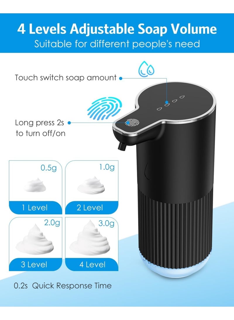 SYOSI Automatic Foaming Soap Dispenser, Touchless Foam Hand and Dish Soap Dispenser with 4 Level Adjustable Foam, Wall Mounted Rechargeable for Bathroom Kitchen and Office, 350ml Black - Image 3