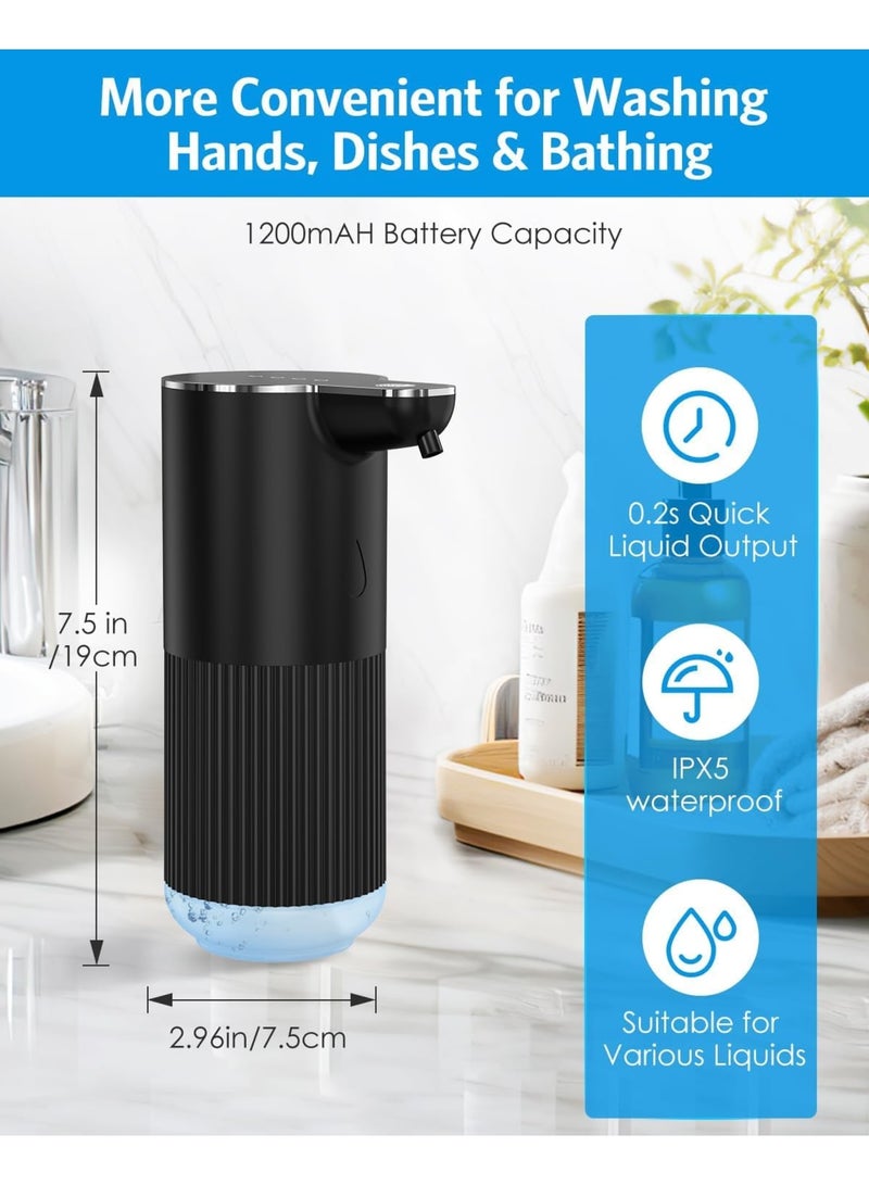 SYOSI Automatic Foaming Soap Dispenser, Touchless Foam Hand and Dish Soap Dispenser with 4 Level Adjustable Foam, Wall Mounted Rechargeable for Bathroom Kitchen and Office, 350ml Black - Image 4
