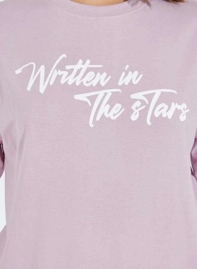 Styli Oversized Written in the Stars Slogan Print T-Shirt