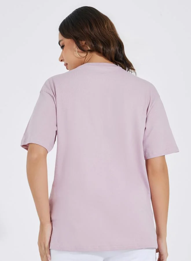 Styli Oversized Written in the Stars Slogan Print T-Shirt
