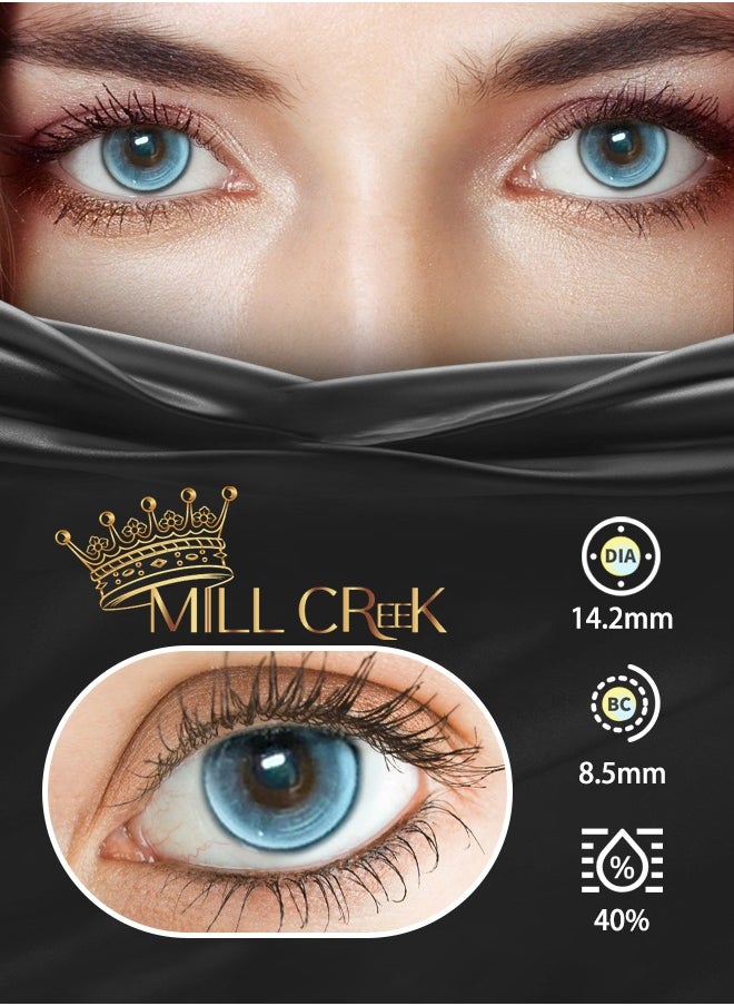 Mill Creek Mill creek color contact lenses 14.2MM hydrogel lenses can be used for 6 months 1 pair of 2 blue glasses  - Image 1