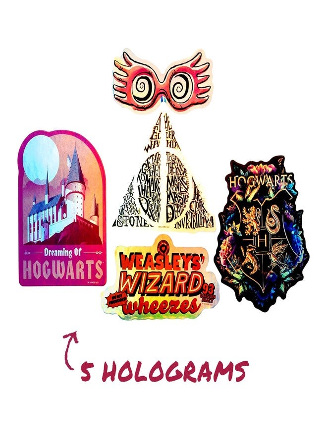 Conquest Journals Harry Potter Variety Vinyl Decals, Set of Unique Decal Stickers, 5 Holograms, Waterproof, UV & Scratch Resistant, Great for Gadgets, Officially Licensed (White Vinyl, 60-Pack) - Image 4