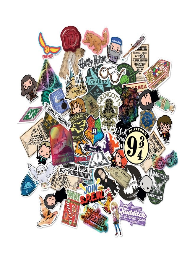 Conquest Journals Harry Potter Variety Vinyl Decals, Set of Unique Decal Stickers, 5 Holograms, Waterproof, UV & Scratch Resistant, Great for Gadgets, Officially Licensed (White Vinyl, 60-Pack) - Image 2