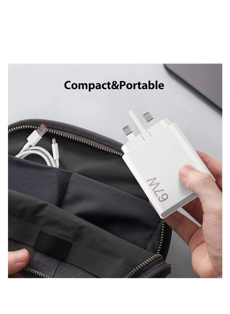general 67W Fast Charger Plug Compatible with  Xiaomi, 5A/1M Turbo Charging Cable, Type A Wall Charger UK, USB C Cable for Xiaomi 15/14/14T/13/13 Lite 13/13 Pro/12T/12 12X Redmi Note 14/13/12/11 Pro/10/K80/ - Image 2