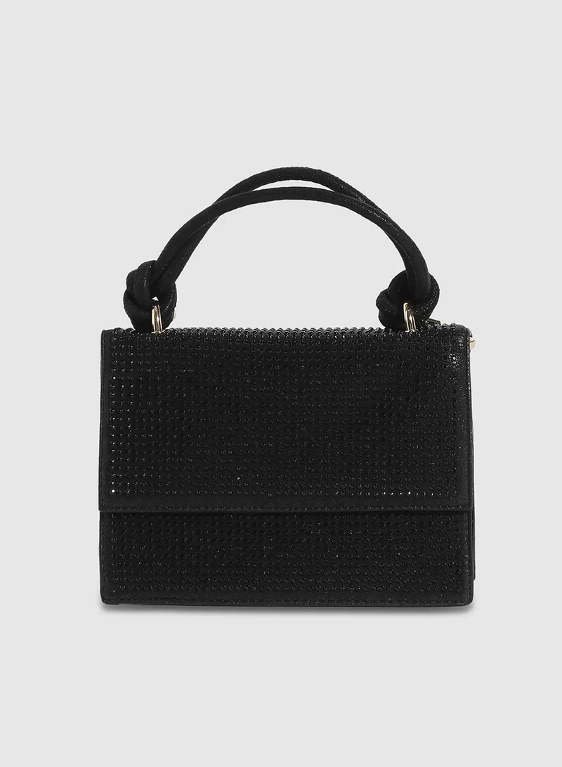 Haute Sauce Studded Rope Handbag - Black