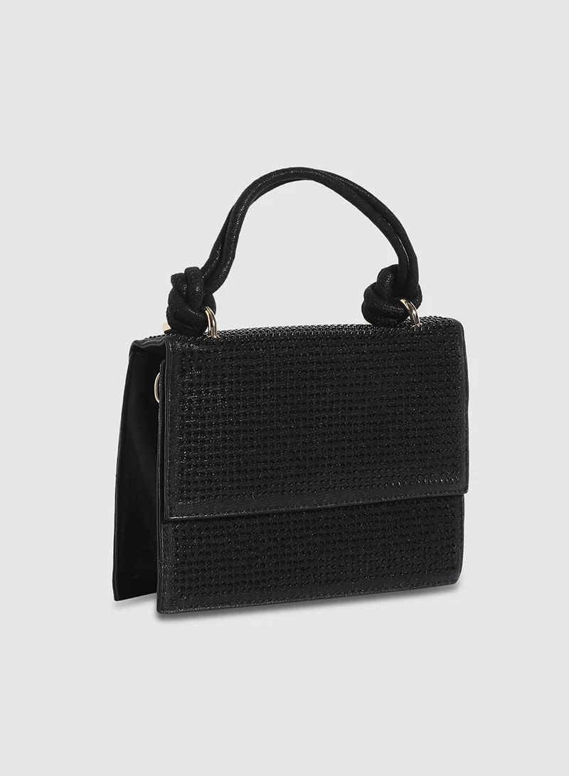 Haute Sauce Studded Rope Handbag - Black