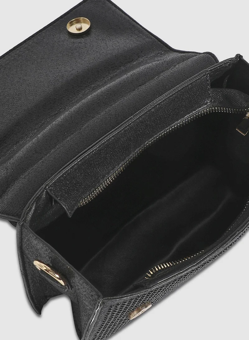 Haute Sauce Studded Rope Handbag - Black