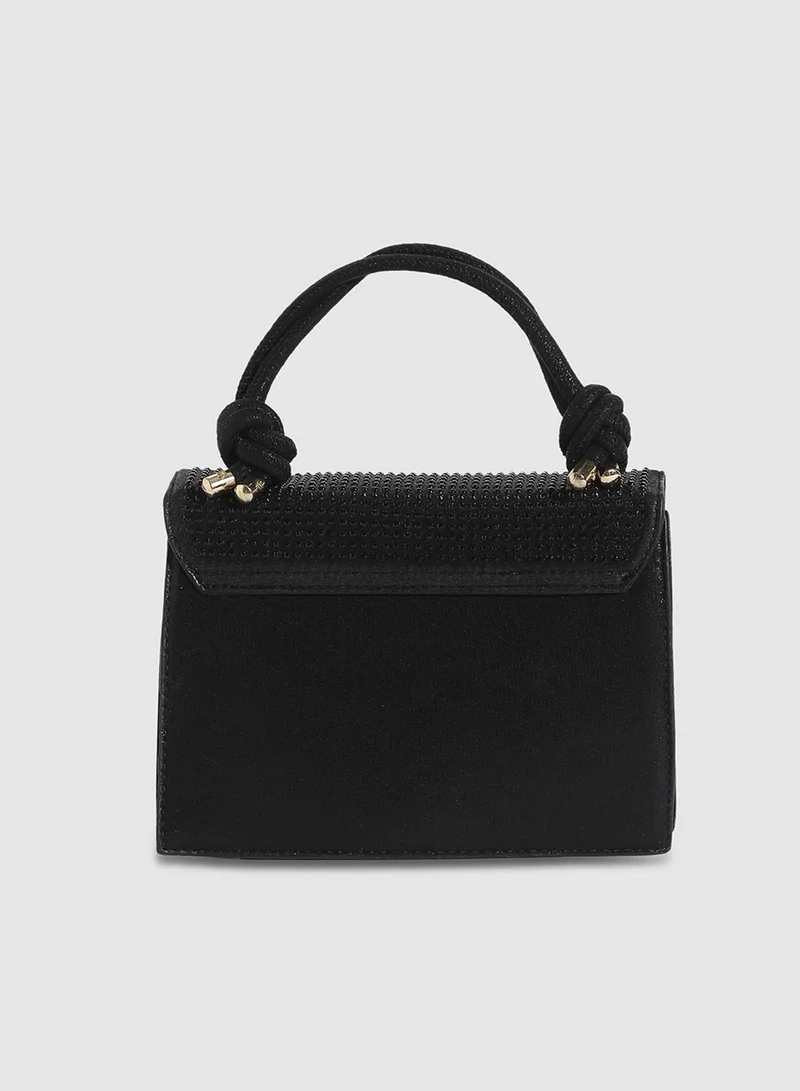 Haute Sauce Studded Rope Handbag - Black