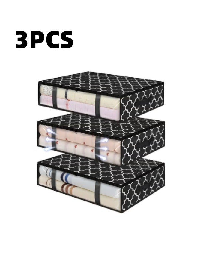 MIXDE 3 Pack Storage Bins Clothes Storage, Underbed Foldable Storage Bags,Storage Containers Clothes Bags for Clothing, Bedroom, Comforter, Closet, Dorm, Quilts - Image 1