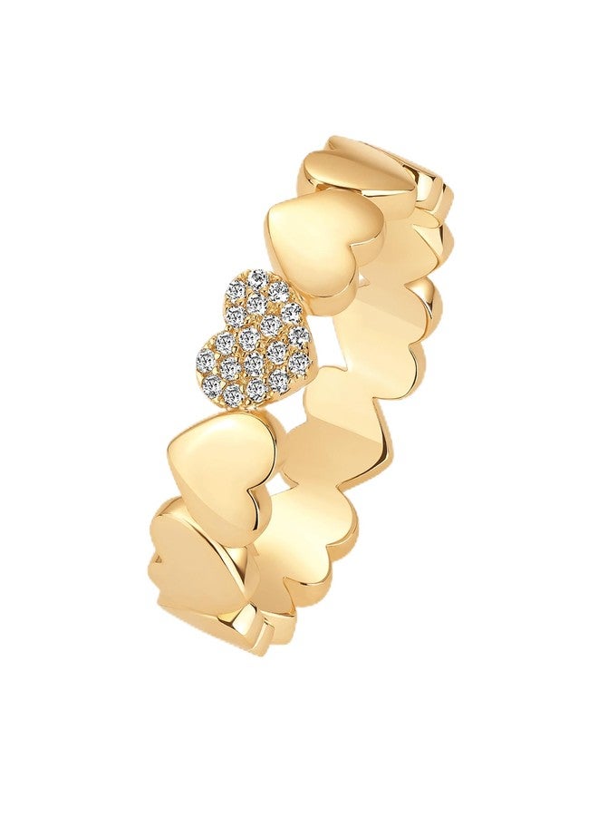 PAVOI 14K Yellow Gold Plated Heart Stackable Ring for Women | Love Valentines Statement Rings | Size 7 - Image 1