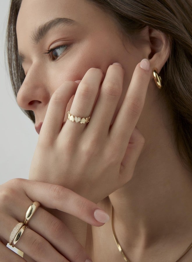 PAVOI 14K Yellow Gold Plated Heart Stackable Ring for Women | Love Valentines Statement Rings | Size 7 - Image 4