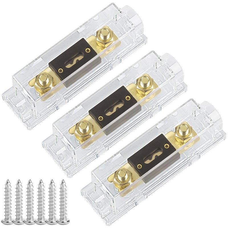 Hamolar 3 Pack 300 AMP ANL Fuse Holder Block 0248 Gauge AWG Car Audio 300A 10 Zero Gauge Fuses with Box