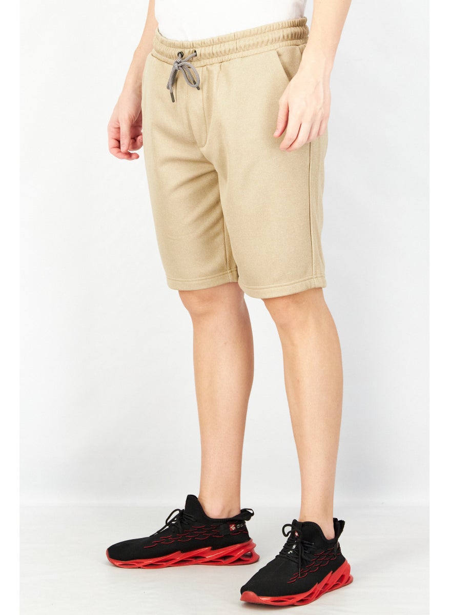 Original Supersoft - Men Drawstring Heather Jogger Short, Beige - Image 1