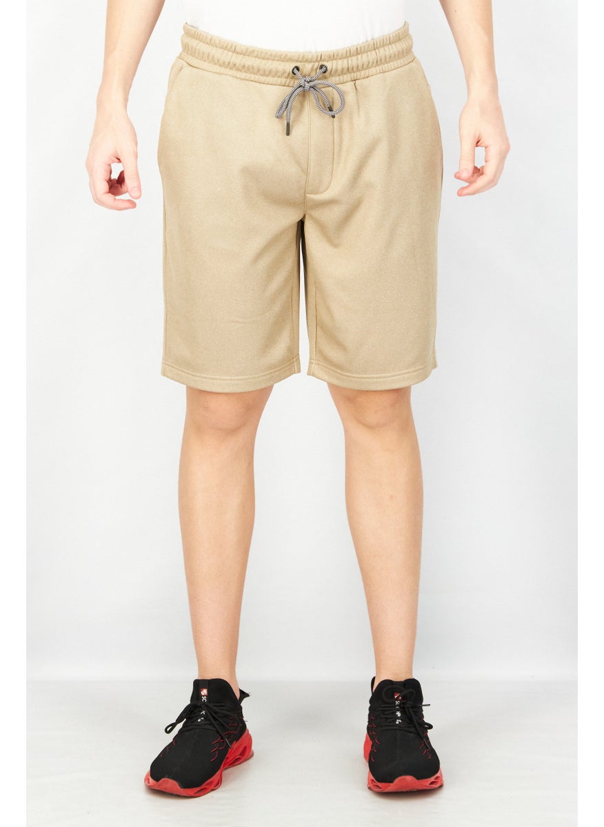 Original Supersoft - Men Drawstring Heather Jogger Short, Beige - Image 1