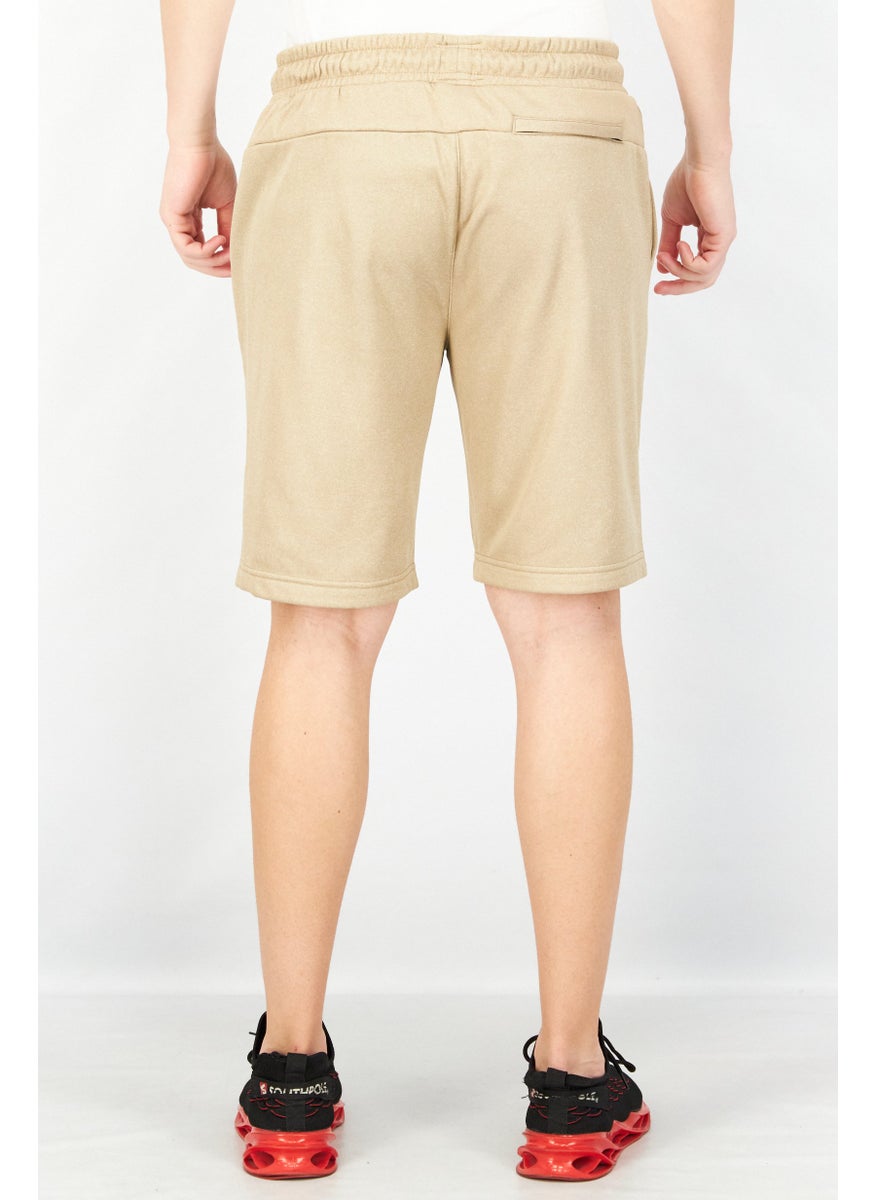 Original Supersoft - Men Drawstring Heather Jogger Short, Beige - Image 1