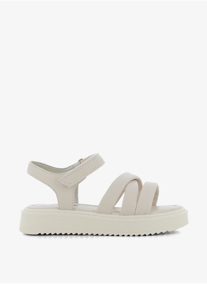 SJ - Girls' Cross Strap Sandals with Hook and Loop Closure - Image 1