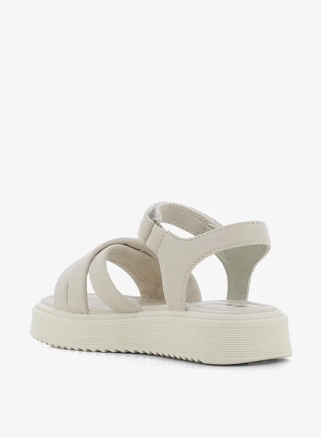 اس جي Girls' Cross Strap Sandals with Hook and Loop Closure