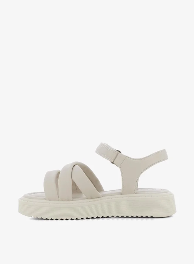اس جي Girls' Cross Strap Sandals with Hook and Loop Closure