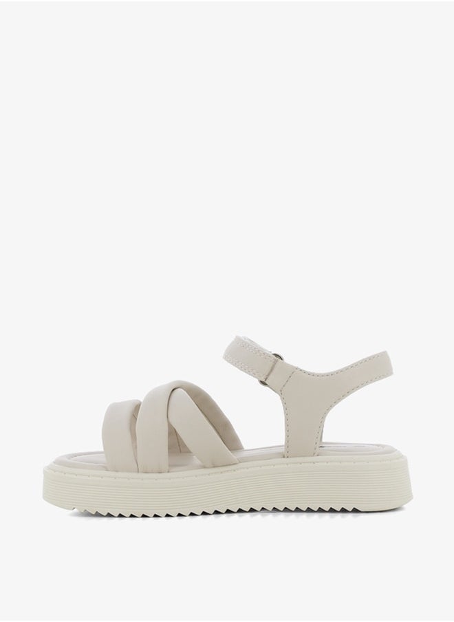 SJ - Girls' Cross Strap Sandals with Hook and Loop Closure - Image 1