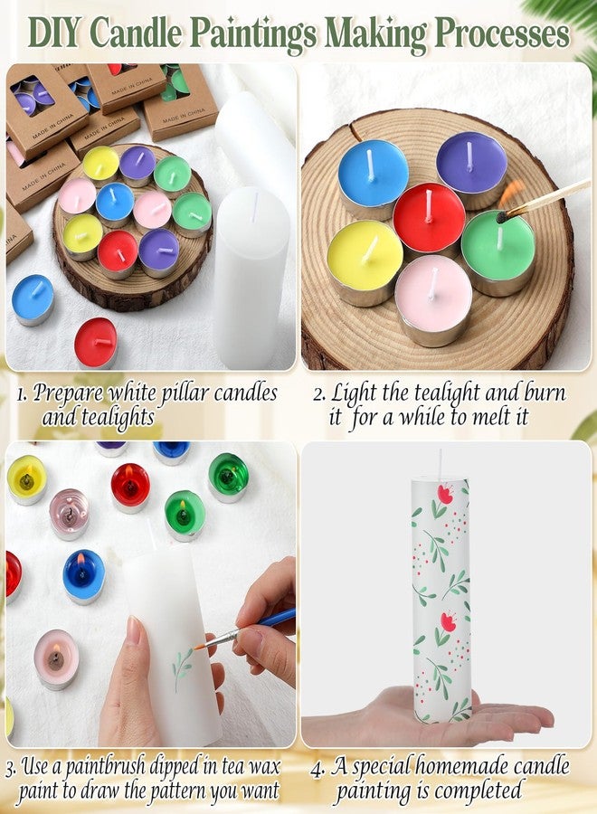 ميتلي مجموعة طلاء الشموع MTLEE المكونة من 84 قطعة، تتضمن 12 شمعة بيضاء عمودية، و60 شمعة صغيرة ملونة، و12 فرشاة طلاء للأعمال اليدوية، وتزيين طاولات حفلات أعياد الميلاد وحفلات الزفاف (2 بوصة × 4، 2 بوصة × 6، 2 بوصة × 8). - Image 2