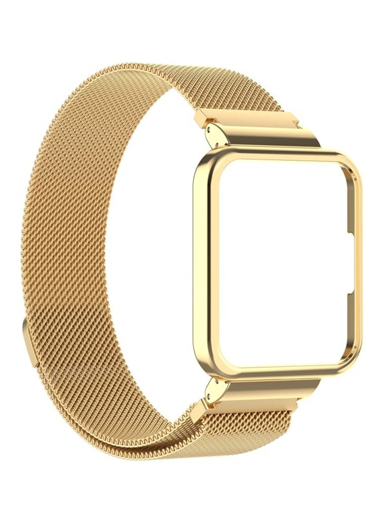 Strap for Xiaomi Mi Watch 2 Lite Bracelet, Stainless Steel Woven Mesh Watch Strap with Frame for Redmi Watch 2 Lite.Gold  - Image 2
