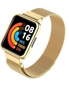 Generic Strap for Xiaomi Mi Watch 2 Lite Bracelet, Stainless Steel Woven Mesh Watch Strap with Frame for Redmi Watch 2 Lite.Gold  - Image 4