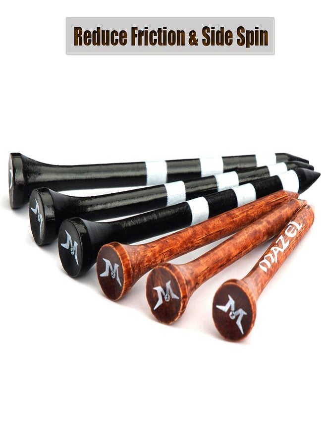 MAZEL Natural Wood/Bamboo Golf Tees 2 3/4 Inch & 3 1/4 Inch,Pack 50 or 120,Reduce Friction & Side Spin,More Stable Golf Tees (50 Pack(25 * 2-3/4"+25 * 3-1/4"),Black &Brown) - Image 2