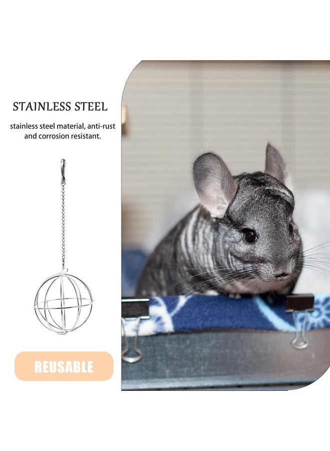 Balacoo Chinchilla Hay Feeder - Hanging Rabbit Hay Feed Dispenser, Stainless Steel Guinea Pig Holder Ball Feeder Toy for Bunny Guinea Pig Hamster Rat - Image 4