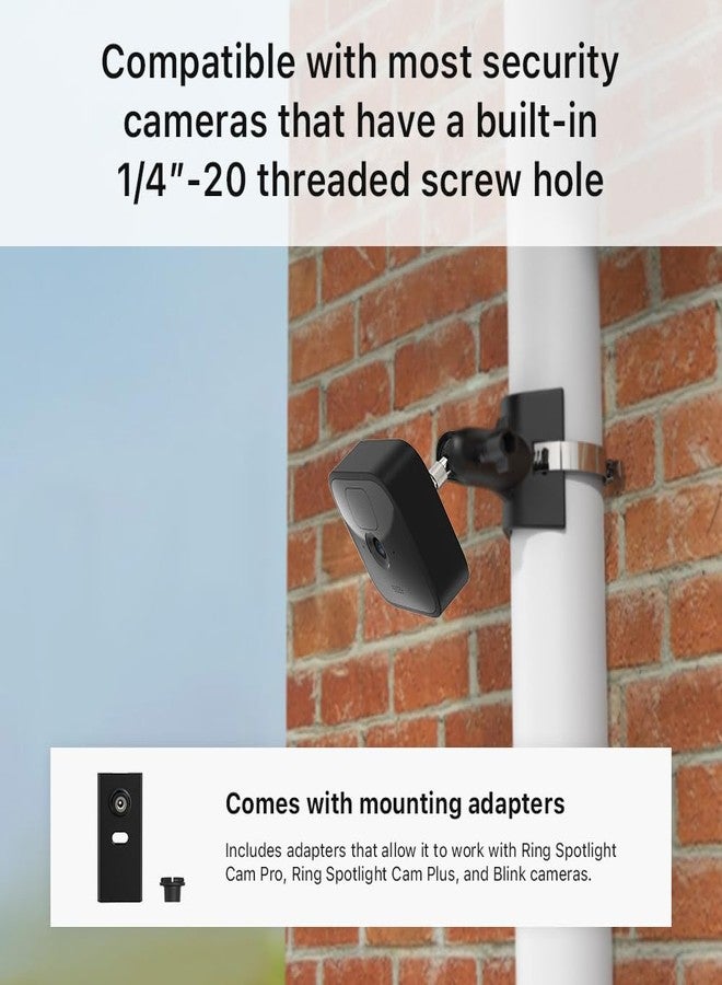 Holicfun No-Drill Outdoor Security Camera Pole Mount, Universally Compatible with Ring, Blink, Eufy, Wyze, Arlo, Google Nest, Simplisafe Cameras, and More - Black - Image 5