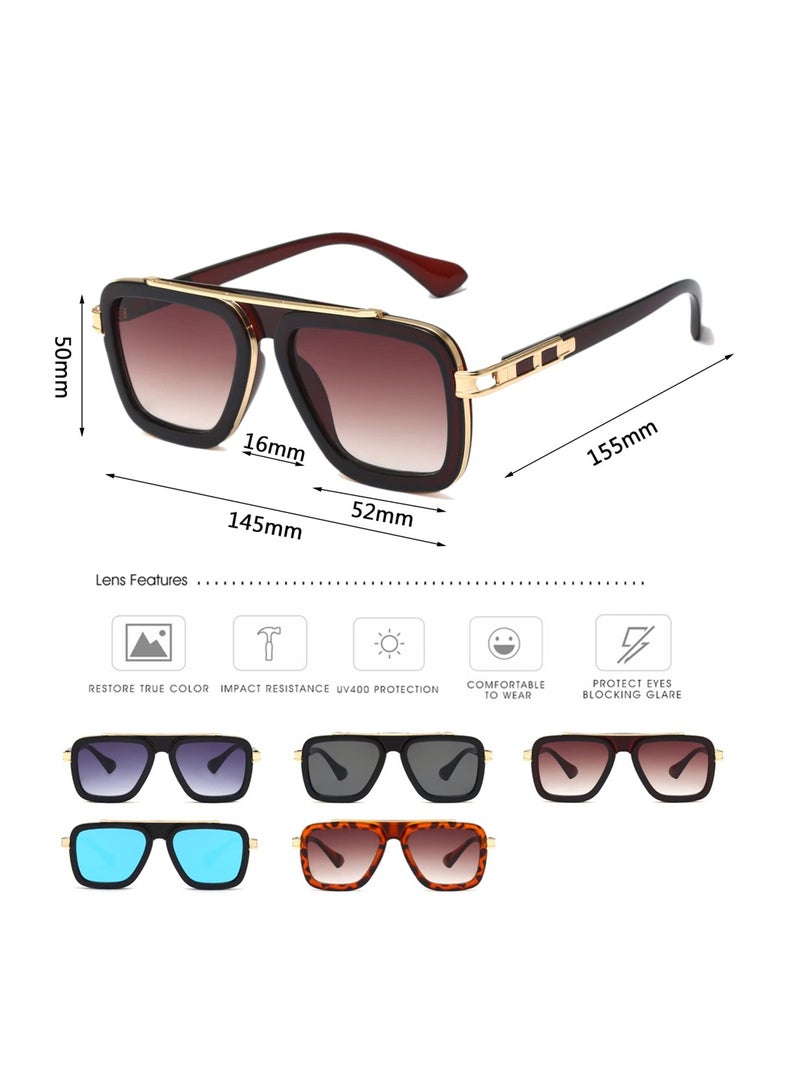 سيوسي نظارات شمسية مربعة كلاسيكية للرجال والنساء، نظارات شمسية كلاسيكية للطيار، نظارات شمسية بإطار معدني مربع بنمط عتيق مع حماية من الأشعة فوق البنفسجية 400 لقيادة الصيد، للجنسين - Image 3