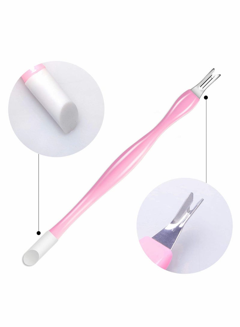Y&D Nail Cuticle Trimmer Remover Plastic Handle Pusher Rubber Cleaner Double Head Dead Skin Knife Removal Fork art - Pink 30 Pieces - Image 2