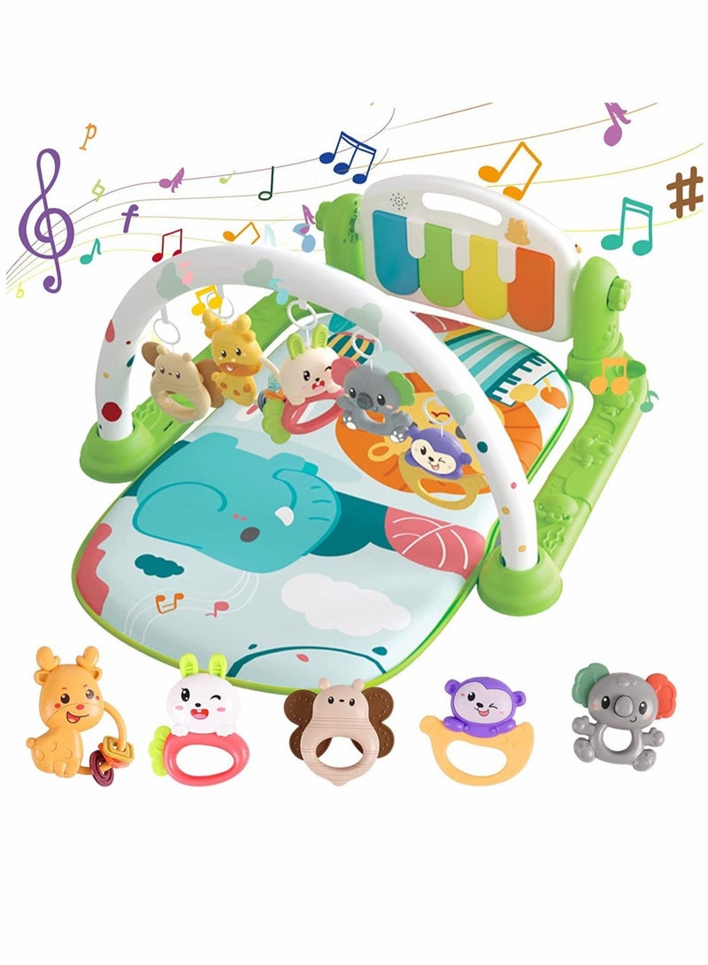ميكسد Baby Gyms Play Mats Kick and Play Piano Gym Mats Detachable Tummy Time Mat with Music and Lights Musical Electronic Learning Toys Activity Center for Infants Toddlers - Image 1
