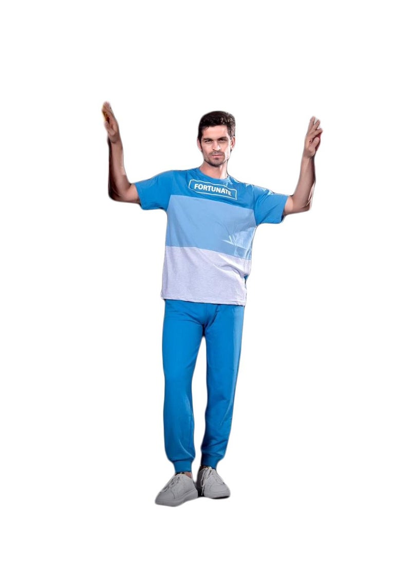 Pianola men's tracksuit, consisting of two pieces, a T-shirt and a dark blue trouser  - Image 1