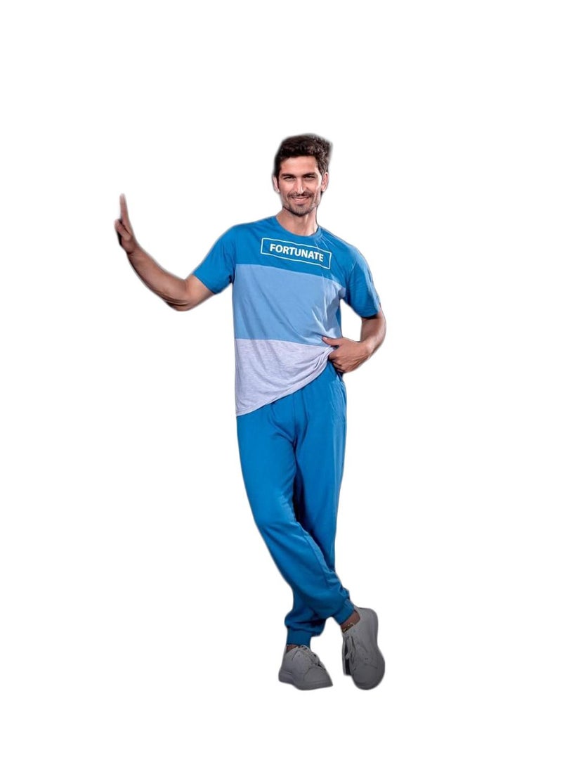 Pianola men's tracksuit, consisting of two pieces, a T-shirt and a dark blue trouser  - Image 2