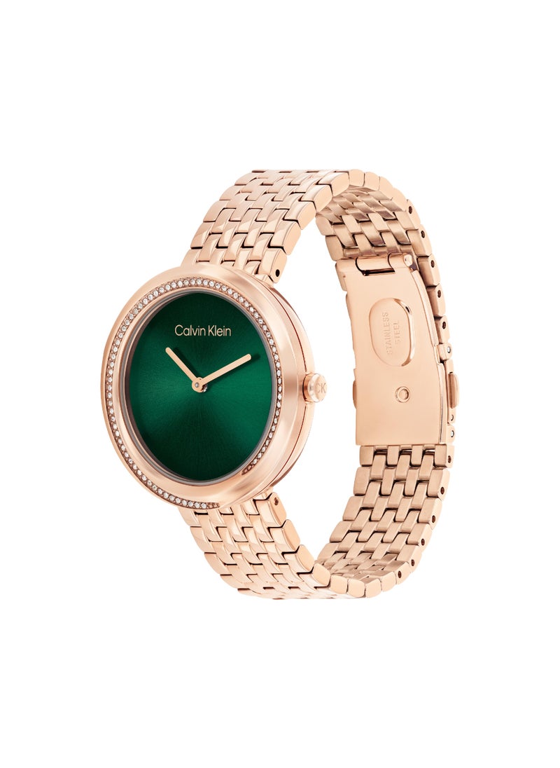 CALVIN KLEIN CALVIN KLEIN ROUND ANALOG WOMEN'S GREEN CASE WATCH - 25100068  - Image 1