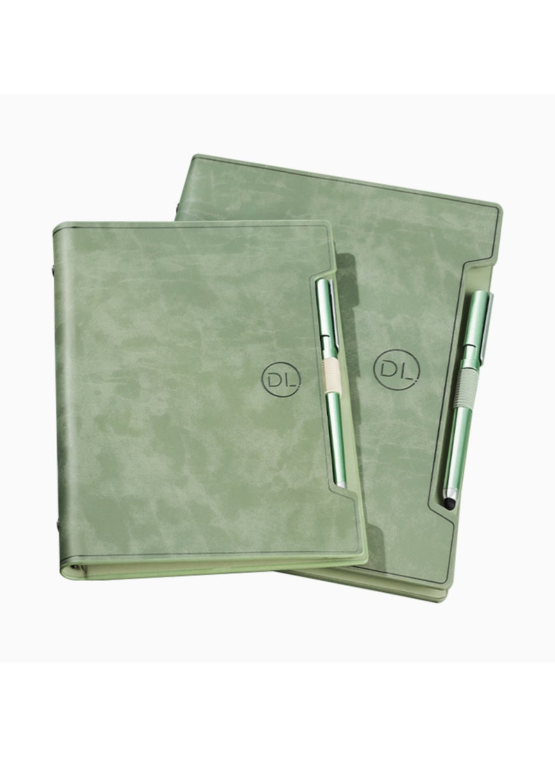 A5 Thickened Leather Notebook Business Binder Notepad Office Sudent Meeting Minutes Diary (160 Pages Green) - Image 5