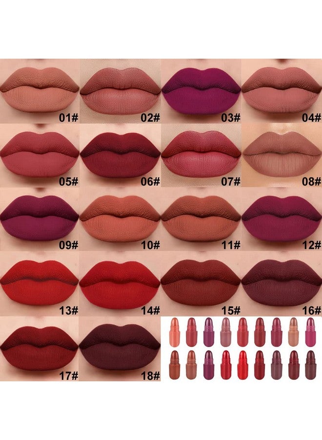 HAOYA 18 Pcs Mini Capsule Makeup Lipstick Pills Set, Matte Stain Set, Lápiz Labial Rojo Women Nude Brown Dark Red Matte Matt Lipsticks Cute Lip Stick Purse Set Labiales Matte Larga Duracion 24 Hrs  - Image 2