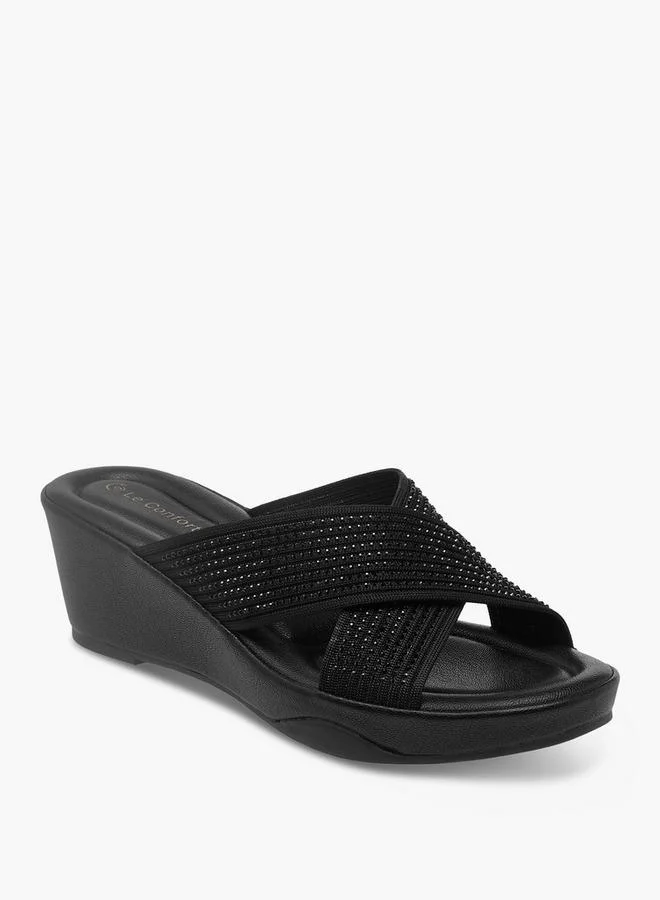 Le Confort Women Wedge Heel Cross Strap Comfort Sandals
