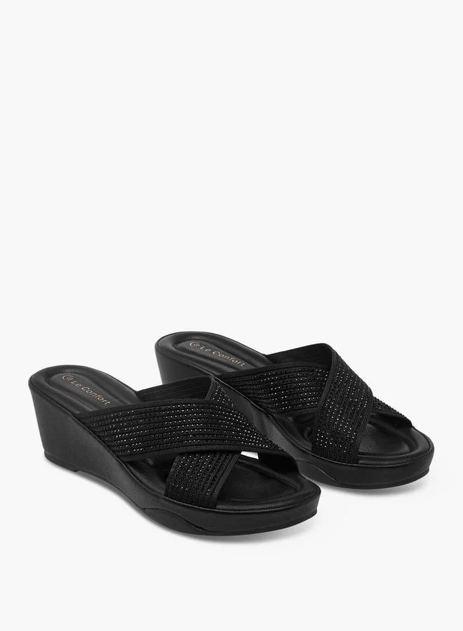 Le Confort Women Wedge Heel Cross Strap Comfort Sandals