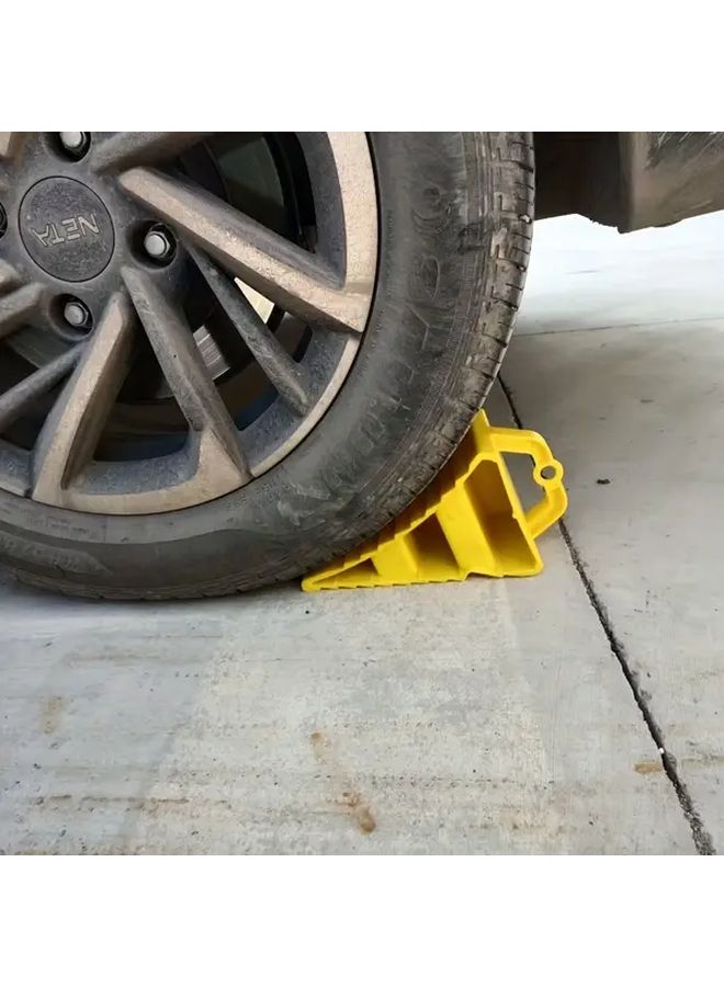 Yellow Wheel Chocks 2 Pack Prevents Vehicle Sliding Durable Polypropylene for Secure Parking All Vehicles - Image 3