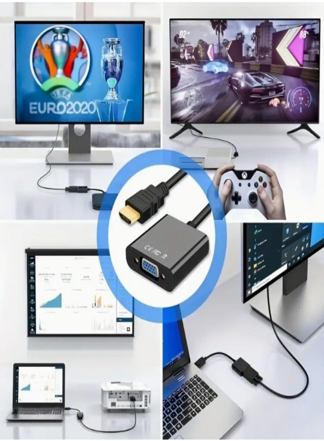 HDMI To VGA Adapter, Golden-Plated Connector For HDMI To VGA Cable(Male To Female) For Computer, Desktop, Laptop, PC, Monitor, Projector, HDTV, Chromebook, Raspberry Pi, Roku, Xbox And More - Image 2