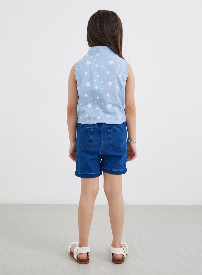 Styli Star Print Denim Shirt and Shorts Set - Image 5