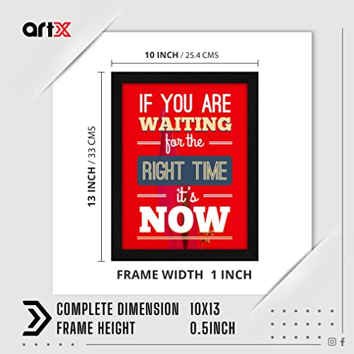 ArtX Paper Motivational Quote If You Are Waiting For The Right Time It's Now Framed Wall Art Painting, Multicolor, Abstract, 10 X 13 Inches, Set of 1 - Image 2