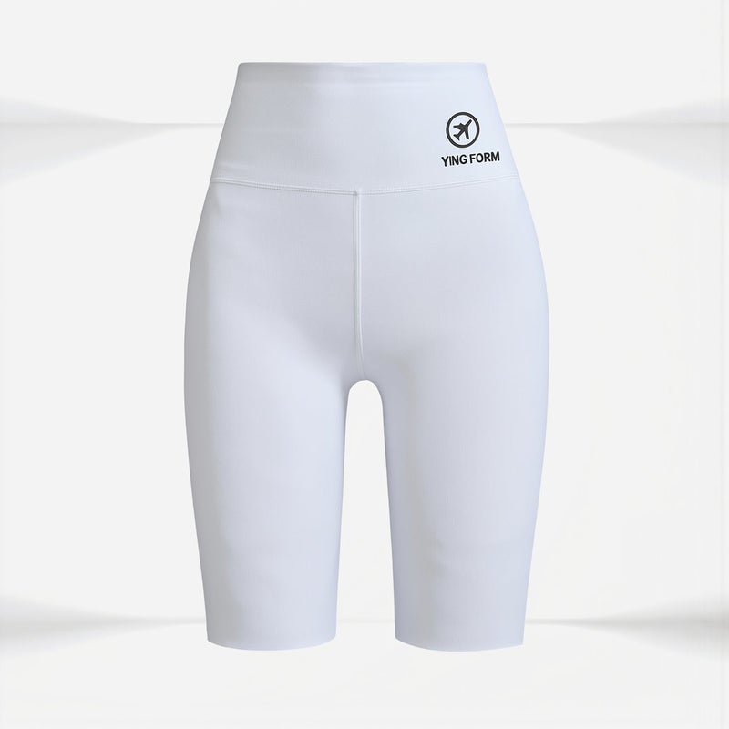 High Waist Biker Shorts for Women Tummy Control Butt Lifting White M Slim Body Shape Workout Yoga Shorts - Image 2