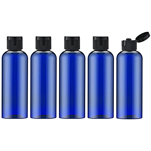 LISAPACK 34Oz Travel Bottles with Flip Cap 5 Pcs Empty Dispenser Container for Travel Size Cosmetics 100ml Blue